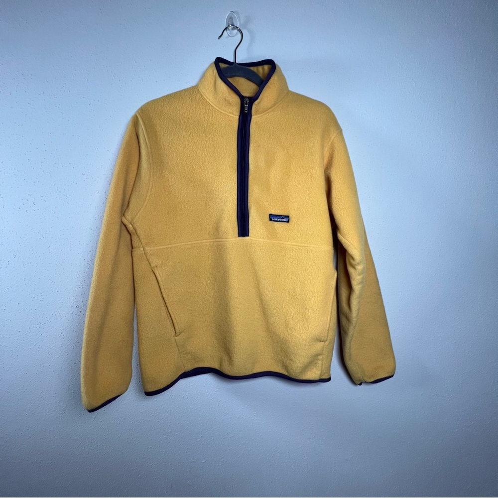Vintage Patagonia Synchilla Marsupial Fleece Pullover Jacket Yellow Zip Sz-M